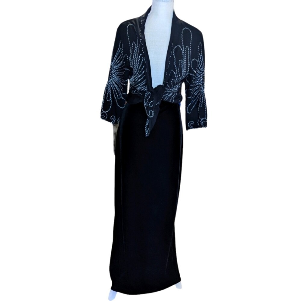 Vintage y2K City Triangles Black Velvet Maxi Skirt‎ Size 11 NWT